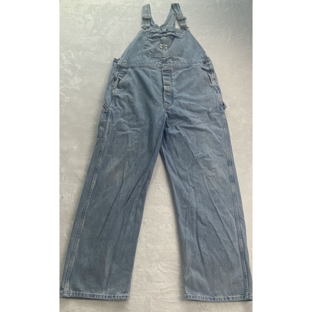 Vintage Lee Riveted Dungarees Overalls Mens Large Blue Denim Bib Workwear Casual